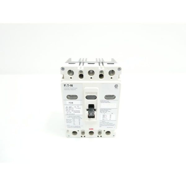 Eaton Molded Case Circuit Breaker, FD Series, 25A, 3 Pole, 600V AC FDB3025S - main